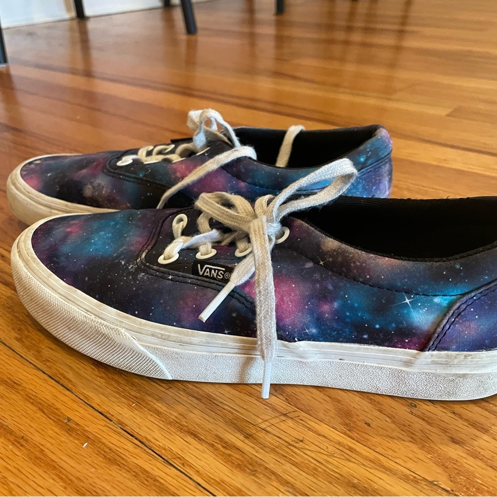 Women’s Vans cool galaxy design worn but no tears or stains.